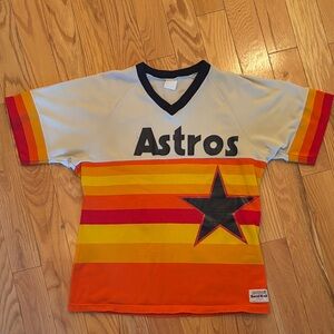Vintage Astros Men's Jersey - Orange and Yellow Stripes
